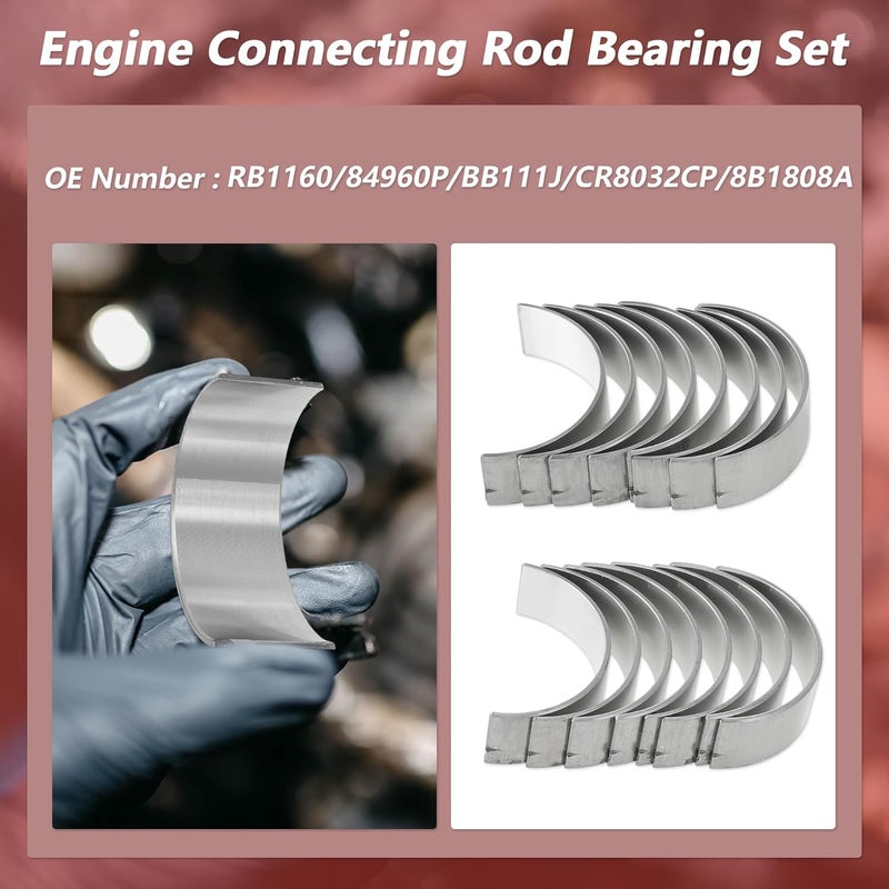 Partuto 16 Pcs Connecting Rod Bearing Set for Chrysler 300 for Dodge Challenger for Jeep Commander for Ram 1500 2500 Engine Rod Bearing Kit No.RB1160/84960P - Image 3